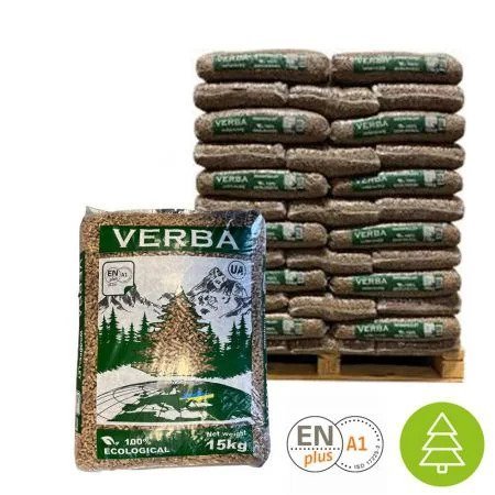 Verba – Embalagem completa de 70 sacos de 15 kg de pellets para aquecimento
